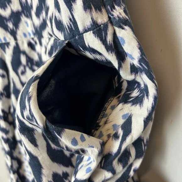 GAP Women's Blue and White Sleeveless Sundress with V-Neck Pockets and Side Zipp - Picture 7 of 10